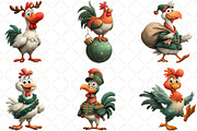 Quirky Christmas Chicken Clipart, an Illustration by Black Bird Studio (Thumbnail 2 of 6)