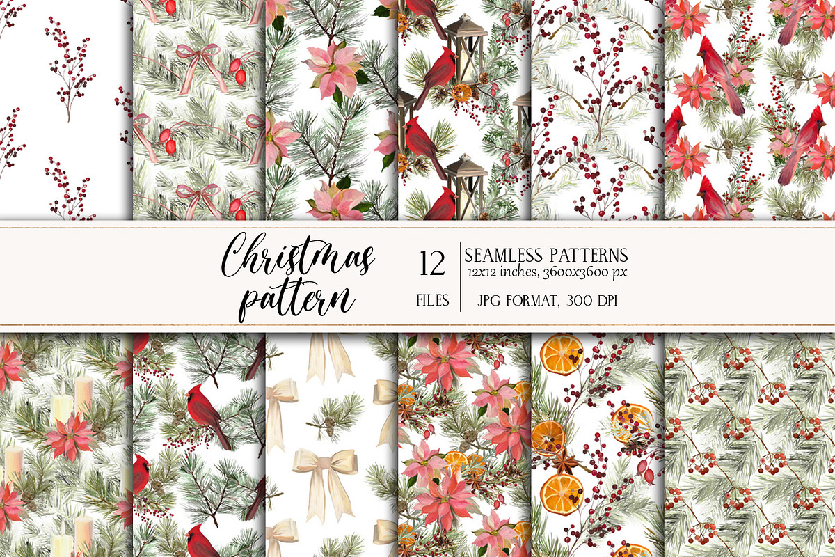 Christmas seamless digital papers, a Pattern Graphic by Vasmila (Photo 1 of 8)