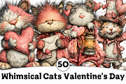 Whimsical Cats Valentine's Day, an Illustration by Design Market (Thumbnail 1 of 5)
