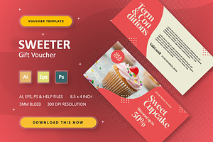 Sweeter - Gift Voucher, a Print Template by StreaksideStd