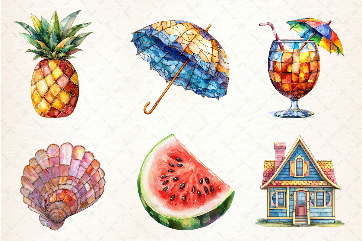 Stained Glass Summer Clipart, an Illustration by Dream Creation (Photo 6 of 6)