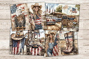 4th of July Junk Journal Pages, a Person Illustration by GlamArtZhanna (Thumbnail 3 of 10)