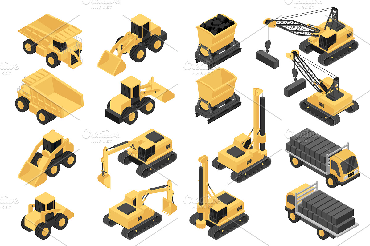 Construction Isometric Creator Kit, a Transportation Illustration by alexdndz