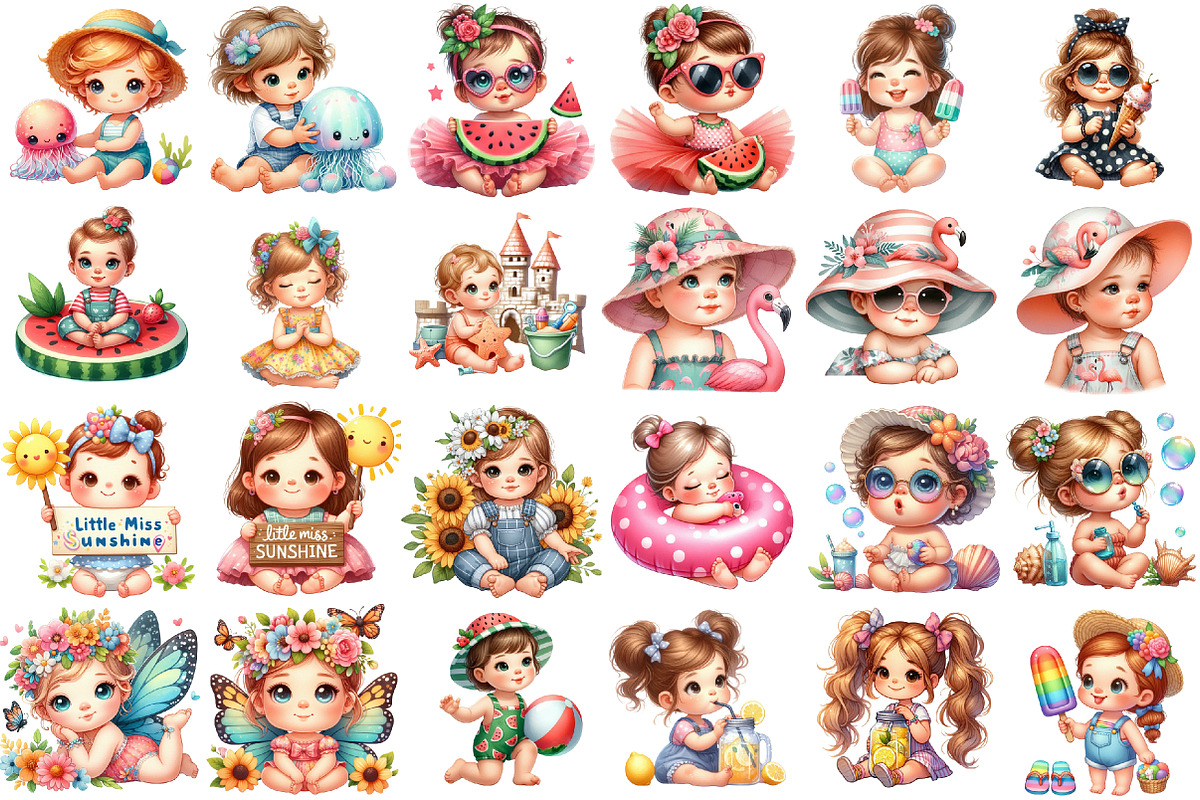 Baby Girl Summer Sublimation Bundle, an Illustration by Sublimation Artist (Photo 2 of 6)