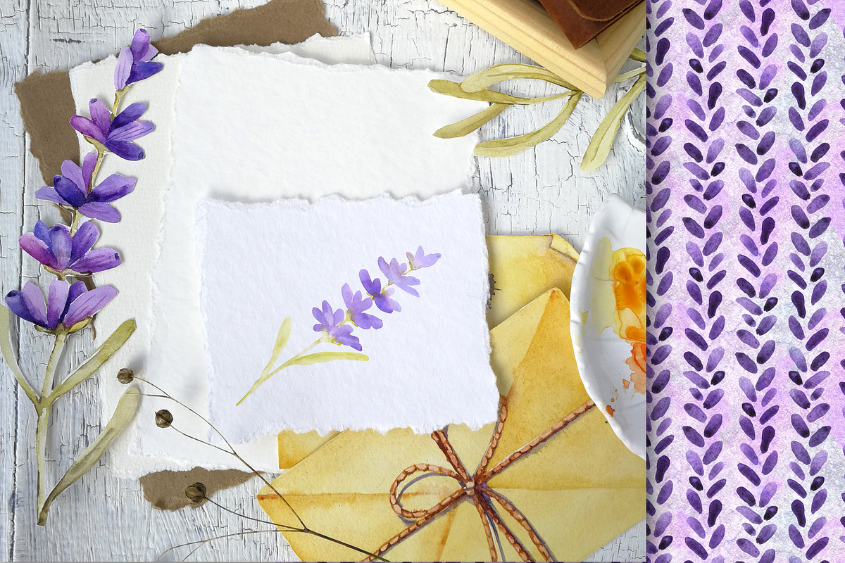 Provence Lavender watercolor clipart, a Decorative Illustration by Artmanata (Photo 12 of 14)