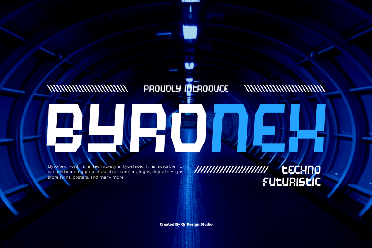 Byronex - Techno Font, a Sans Serif Font by QR Design Studio (Photo 1 of 7)