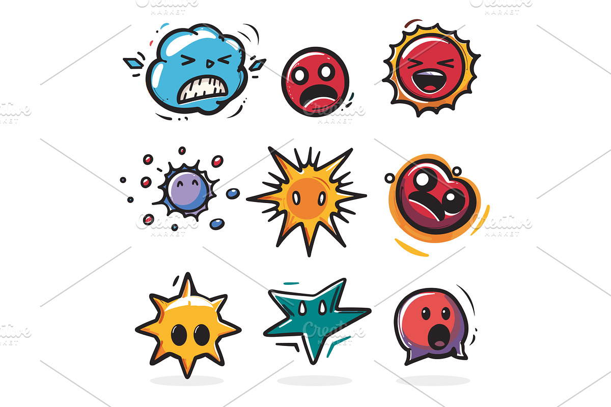 Collection colorful comic speech, an Object Illustration by Vectorstockersland