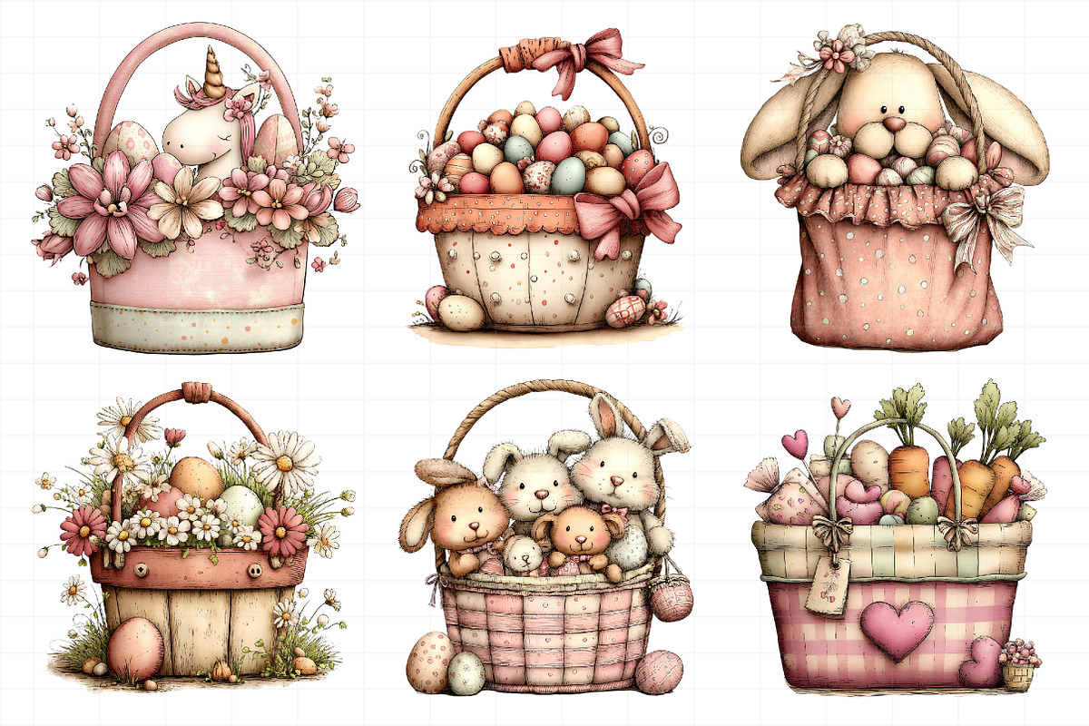 Easter Basket Clipart Set, an Illustration by Daily.Designs (Photo 3 of 8)