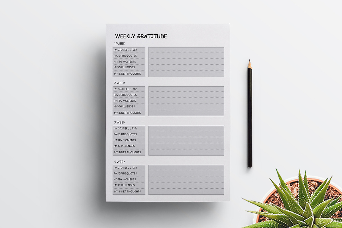 Editable Weekly Gratitude Journal, a Stationery Template by Mazharul Islam (Photo 2 of 4)