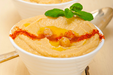 Hummus with mint on top, a Food & Drink Photo by keko64