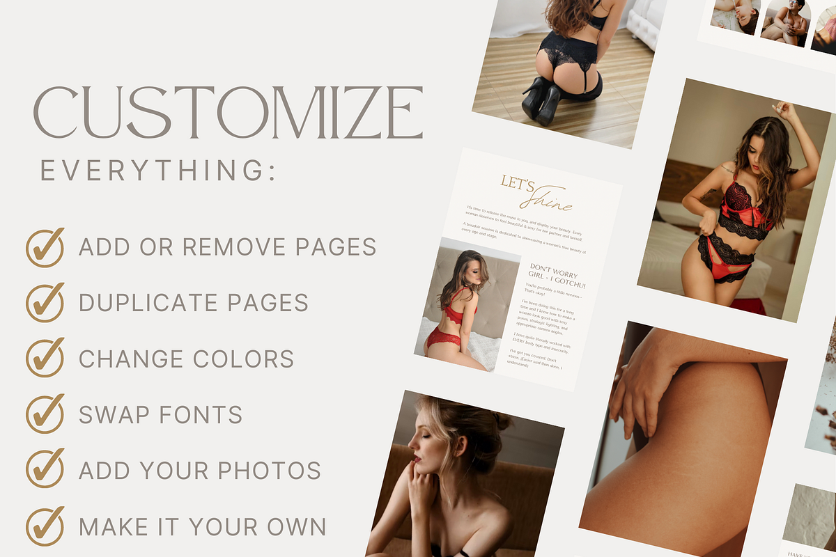 BOHO Boudoir Photography Guide Canva, a Magazine Template by Signature Edits (Photo 3 of 12)