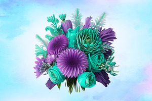 Purple And Turquoise Bouquets PNG