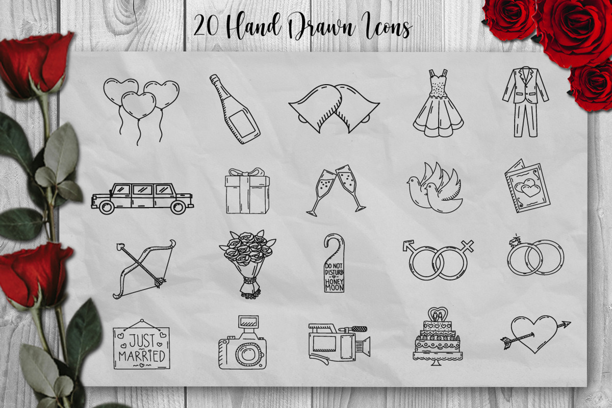 Wedding Hand Drawn SVG Files, an Outline Icon by Tosca Digital (Photo 2 of 6)