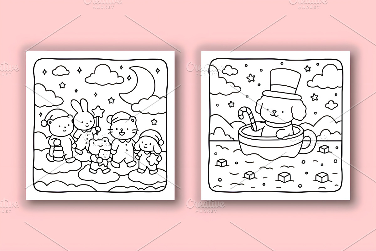 Dreamy Fuzzy Cute Coloring Pages, an Animal Illustration by Design Station (Photo 2 of 4)