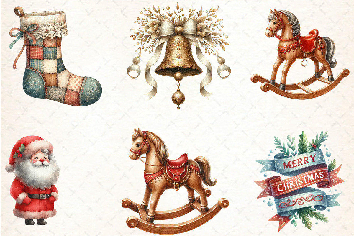 Christmas Vintage Designs Clipart, an Illustration by DreamCafeArt (Photo 2 of 8)