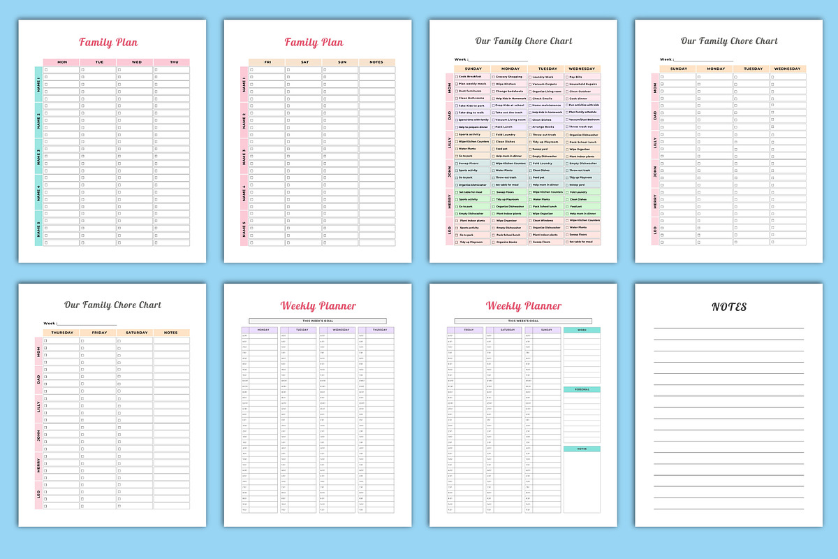 Weekly Family Planner Canva, a Stationery Template by Designmela01 (Photo 4 of 4)