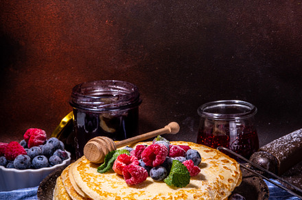 Crepes pancakes with berry, a Food & Drink Photo by Rimma