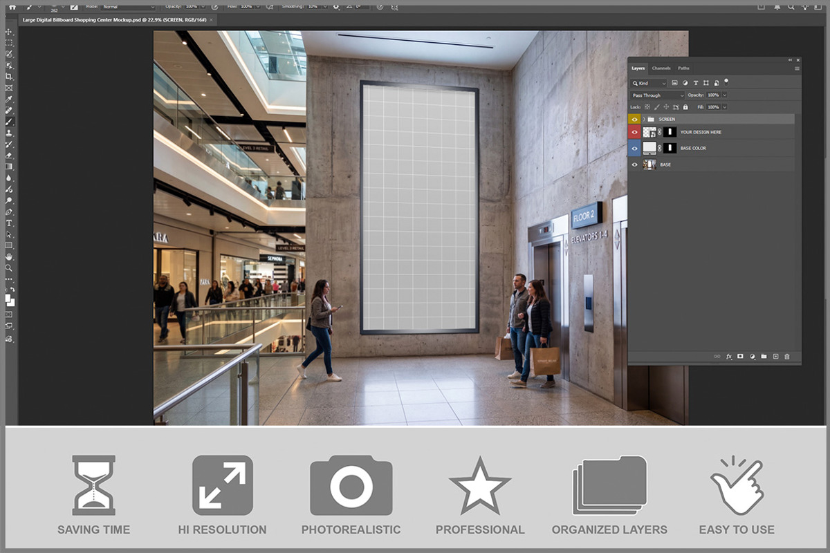 Large Digital Billboard Shopping PSD, a Product Mockup by Bruno's Shop (Photo 2 of 3)