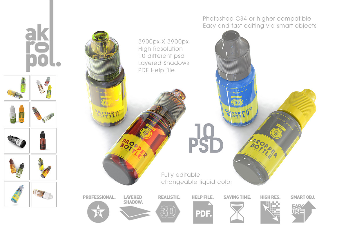 Unicorn Dropper Bottles Mock-up, a Cups & Container Mockup by akropol (Photo 5 of 14)