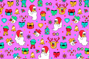 Y2k Christmas Seamless Pattern