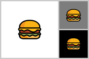 Burger abstract outline vector logo, a Solid Icon by quadrazo