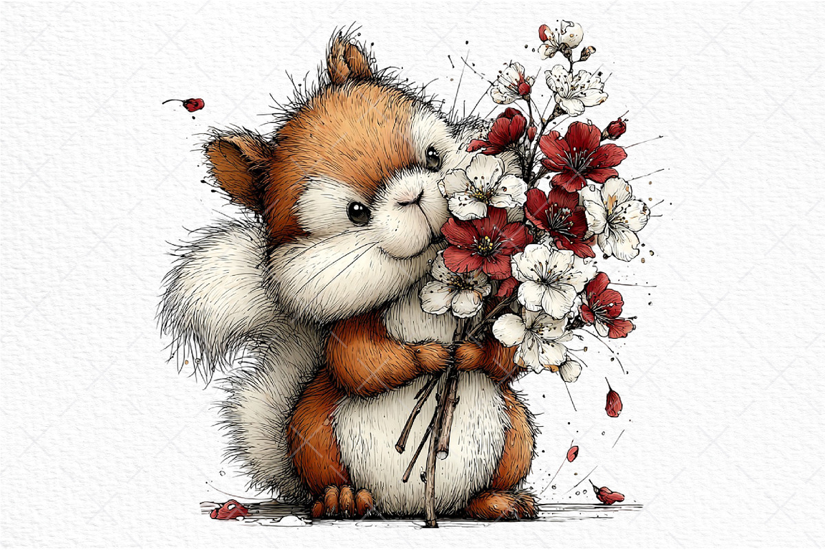 Whimsical Spring Squirrel Clipart, an Illustration by Craft Nest (Photo 10 of 11)