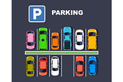 Top view parking lot with colourful, a Transportation Illustration by Yayasya (Thumbnail 1 of 3)