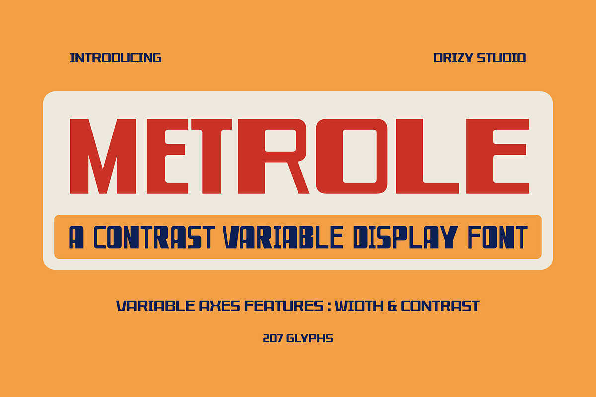 Metrole – Contrast Variable Display, a Sans Serif Font by Drizy (Photo 1 of 10)