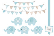 Baby Blue Elephant Vectors, an Illustration by Amanda Ilkov (Thumbnail 2 of 3)