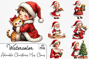 Adorable Watercolor Christmas Mrs. C, an Illustration by CrexoraLab