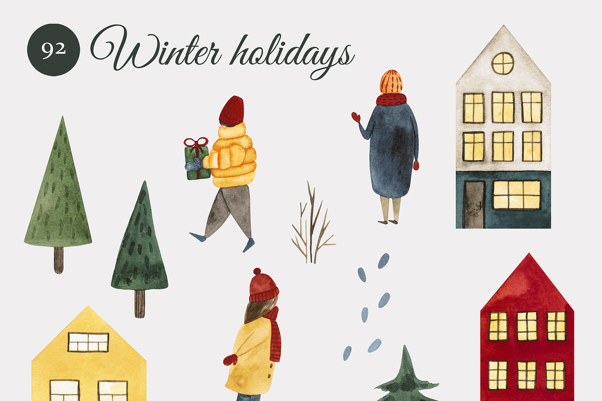 Watercolor WINTER HOLIDAYS, a Seasonal Illustration by LeriaArt watercolor (Photo 6 of 16)