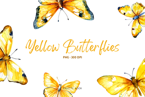 Watercolor Yellow Butterflies