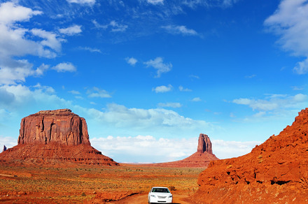 On the road  white car, a Nature Photo by kavram