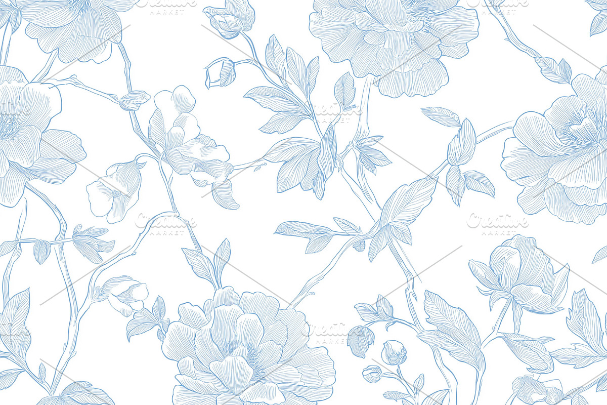 Seamless pattern repeat botanical floral design for wallpaper, f, a Pattern Graphic by Studio ANNA