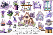 Watercolor Lilac Cottage Life Items, an Illustration by Designking (Thumbnail 1 of 5)