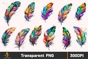 Watercolor Bright Feathers Clipart, an Object Illustration by ARTify Illustrations (Thumbnail 2 of 8)