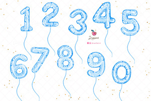 Number Balloons Png Watercolor 161