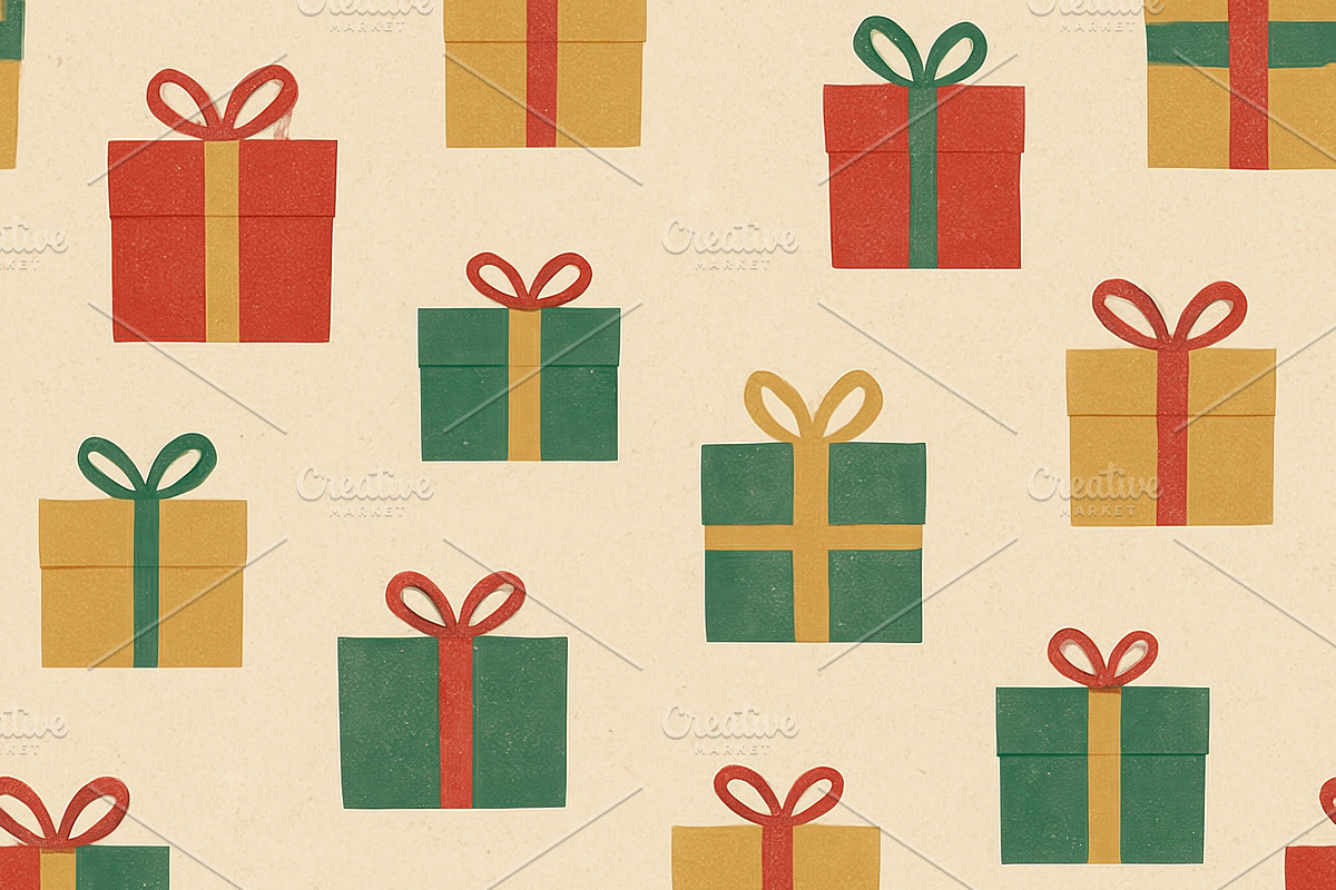 Christmas gift pattern with red and, an Illustration by Dvoevnore photos