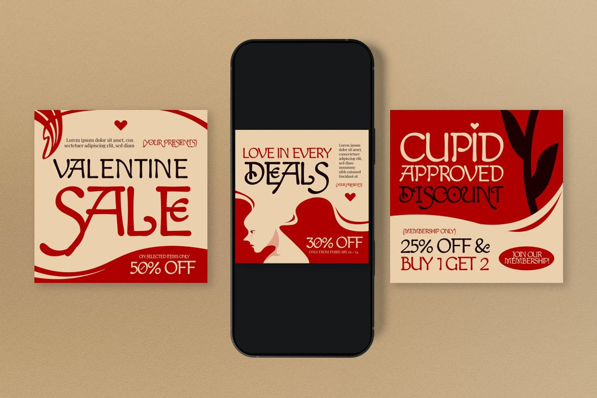 Red Valentine Sale Banner, an UI Kit Template by graphicook (Photo 4 of 8)