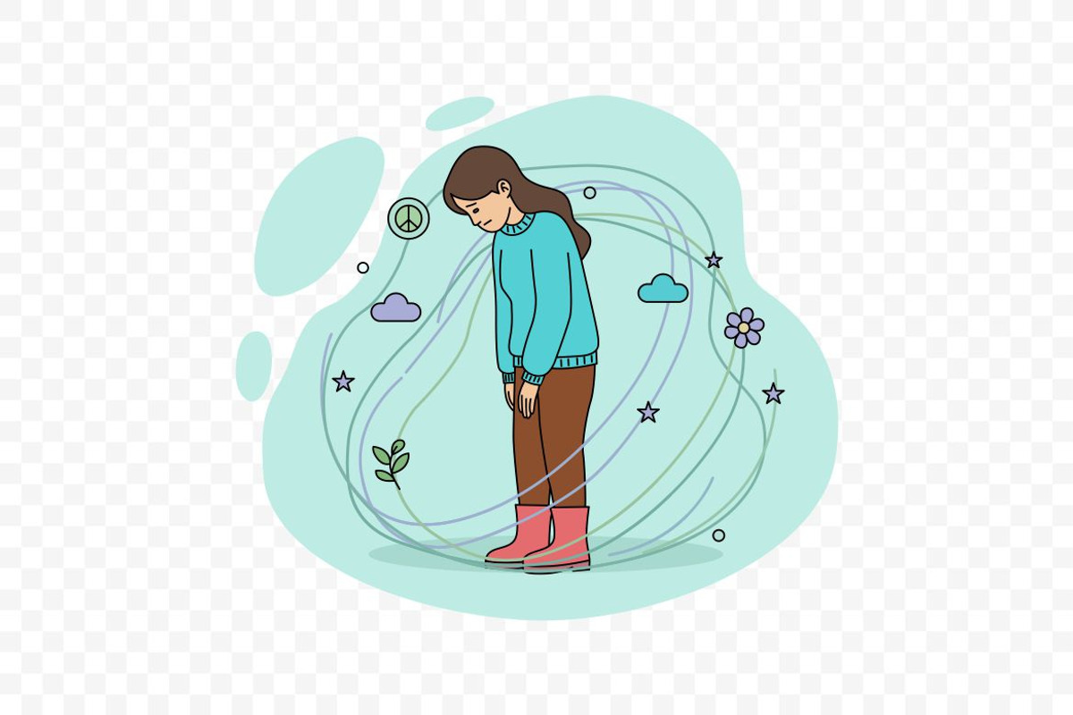Sad Woman Standing with Head Down, a Person Illustration by Partikusi Design (Photo 3 of 3)