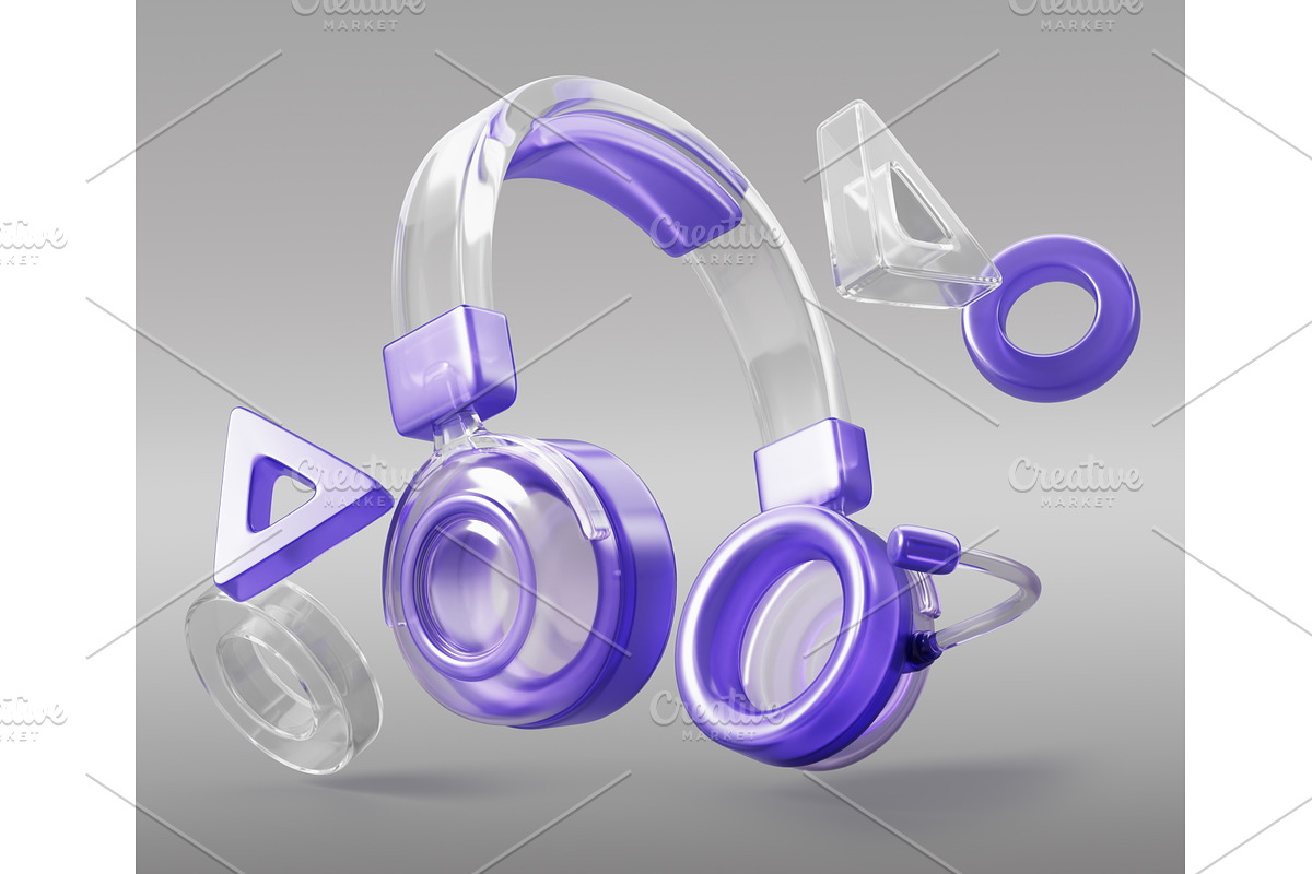 3d glass gaming headset with, a Technology Illustration by Marozhkastudio