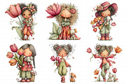 Whimsical Girl with Tulips and Puppy, an Illustration by Daily.Designs (Thumbnail 8 of 8)