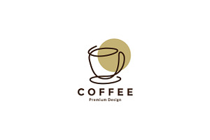 Coffee Cup Line Art Vintage Logo