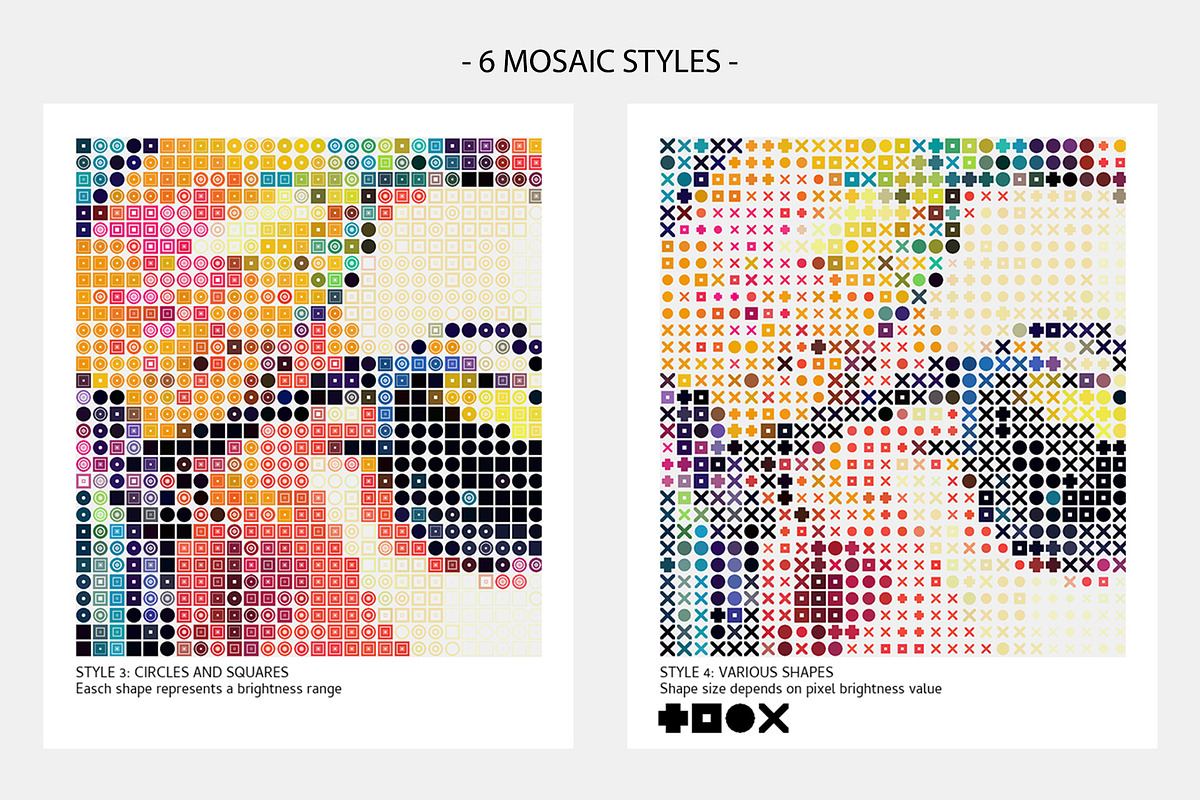 Multi Shape Mosaic Photoshop Action, an Action Add-On by DesignRocket (Photo 5 of 10)