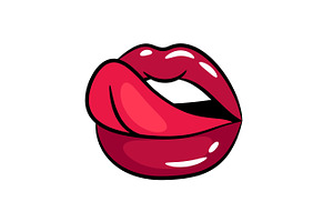Female tongue liking glossy lips, an Illustration by Stock-Smart-Start