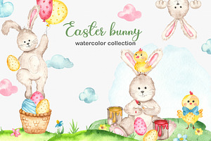 Easter Bunny Watercolor Collection