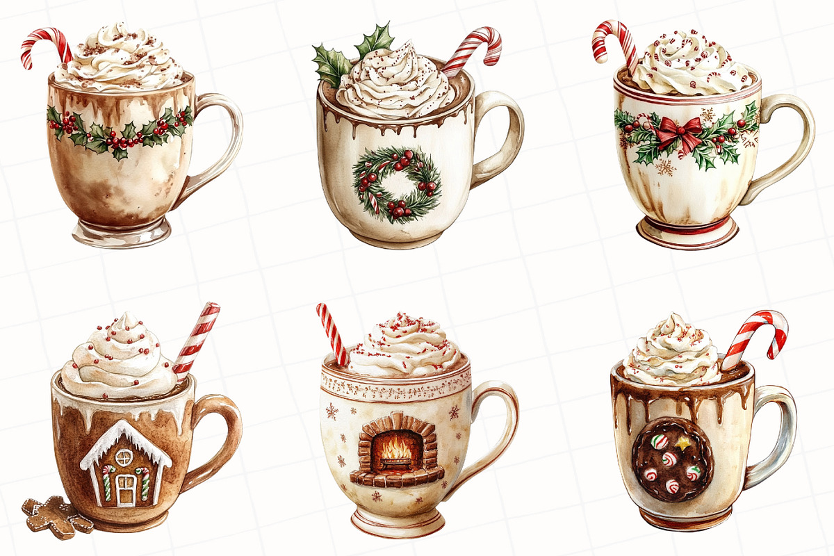 Watercolor Hot Cocoa Clipart, an Illustration by OK Design (Photo 4 of 5)