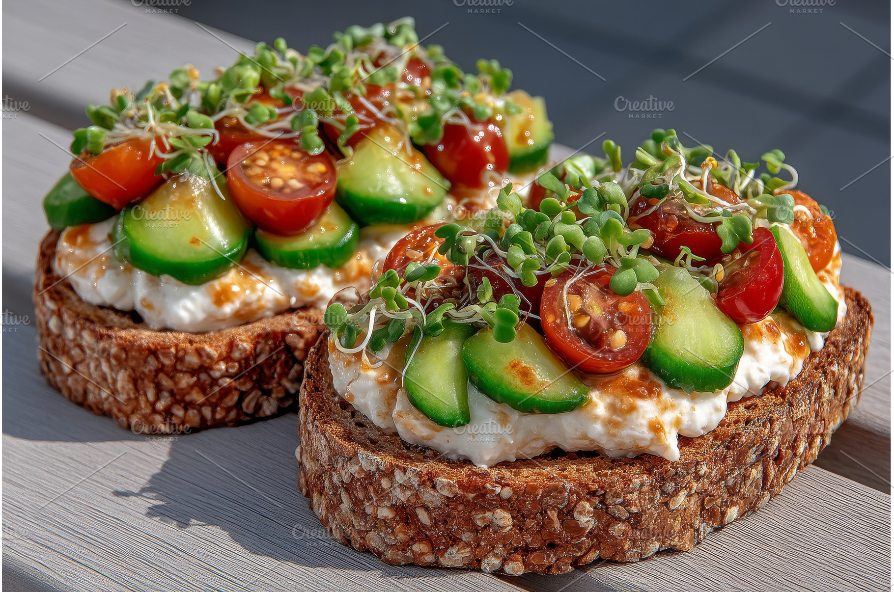 A wooden board features a nutritious, a Food & Drink Photo by ZinetroN