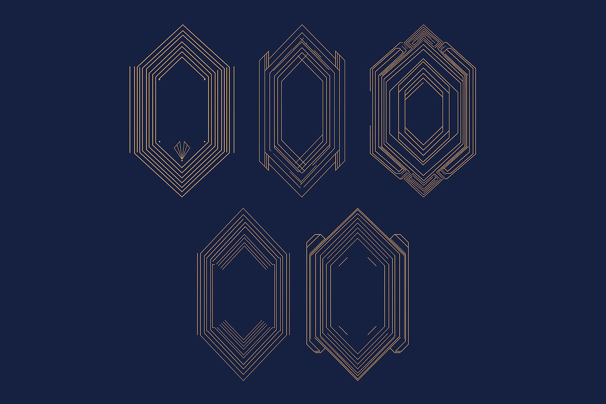 10 Elegant Art Deco Rhombus Frames, a Decorative Illustration by Stanislav Kharchevskyi (Photo 2 of 3)