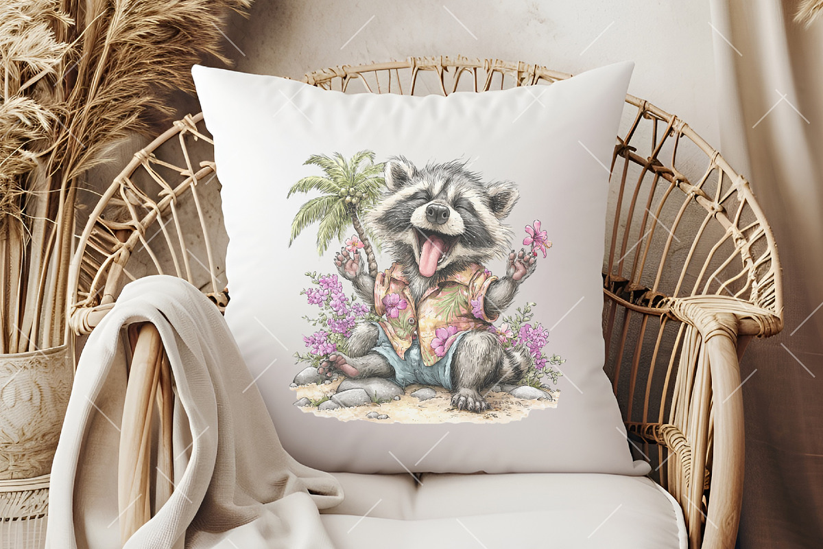 Whimsical Summer Raccoon Clipart, an Illustration by OK Design (Photo 6 of 6)